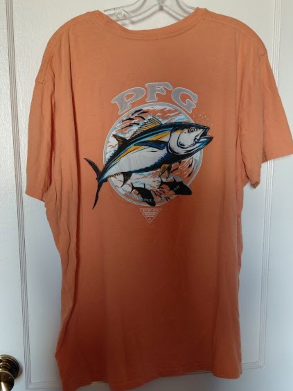 Columbia Sportwear Orange PFG Short Sleeved Tee Shirt Size XL